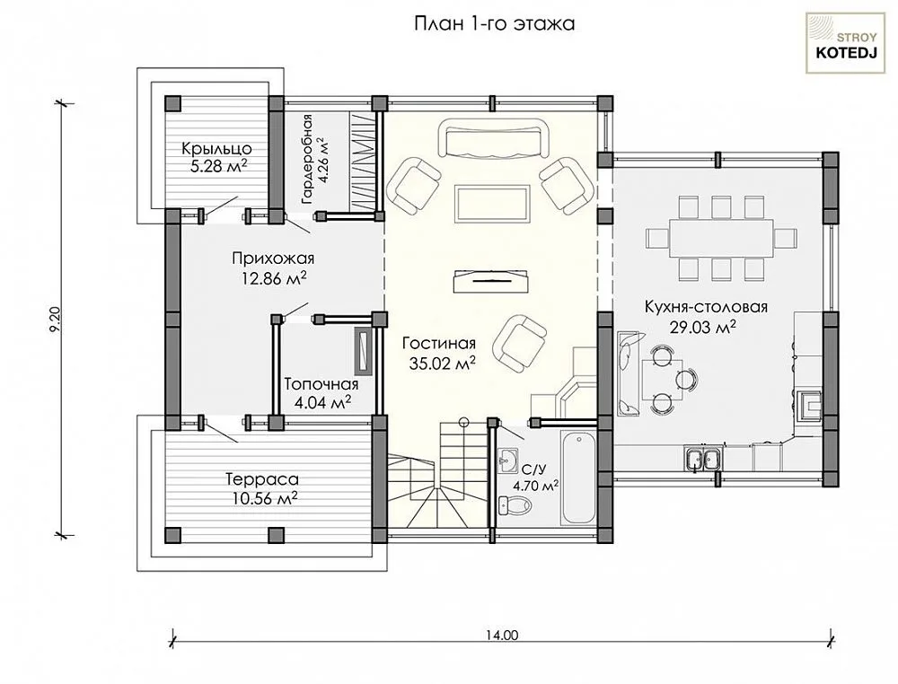 Планировка 13-008, 1 этаж