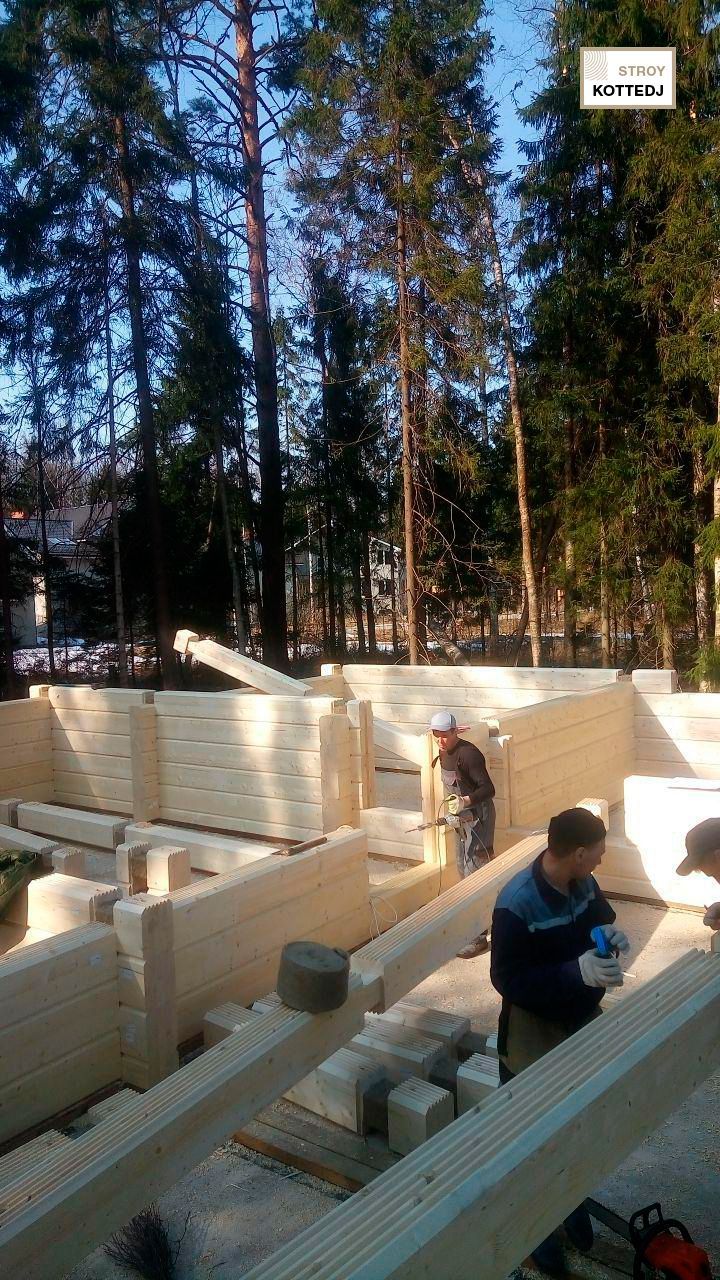 Процесс строительства дома 06-768 из клееного бруса