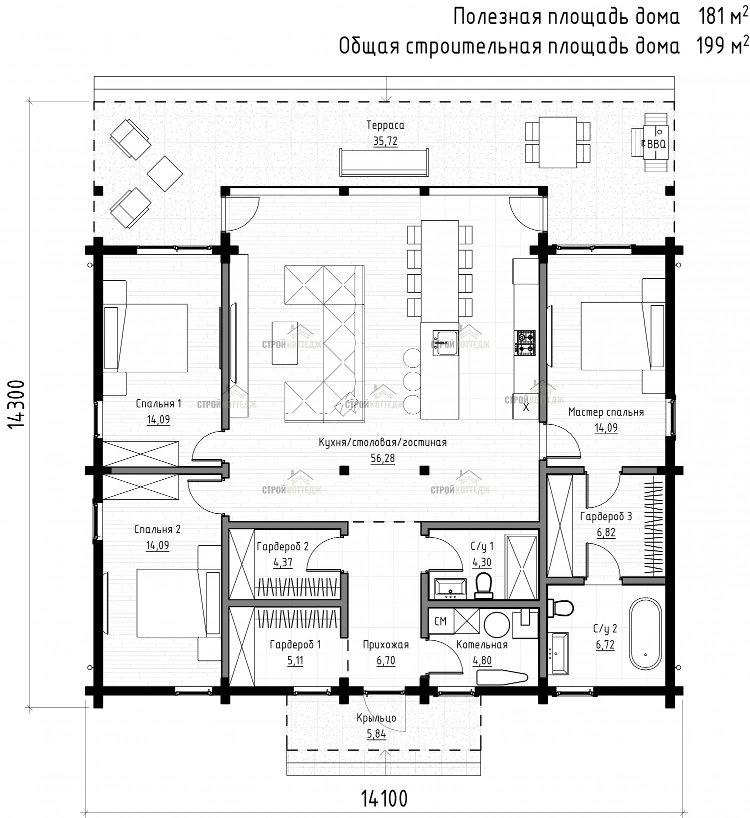 Планировка Прайм 199м², 2 этаж