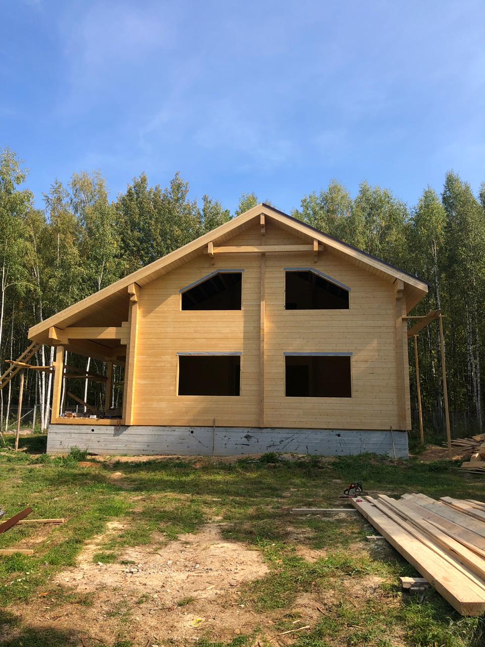 Дом из клееного бруса 248 м.кв., клееный брус 205/230 мм., Московская область, Серпуховский район, д. Ланьшино