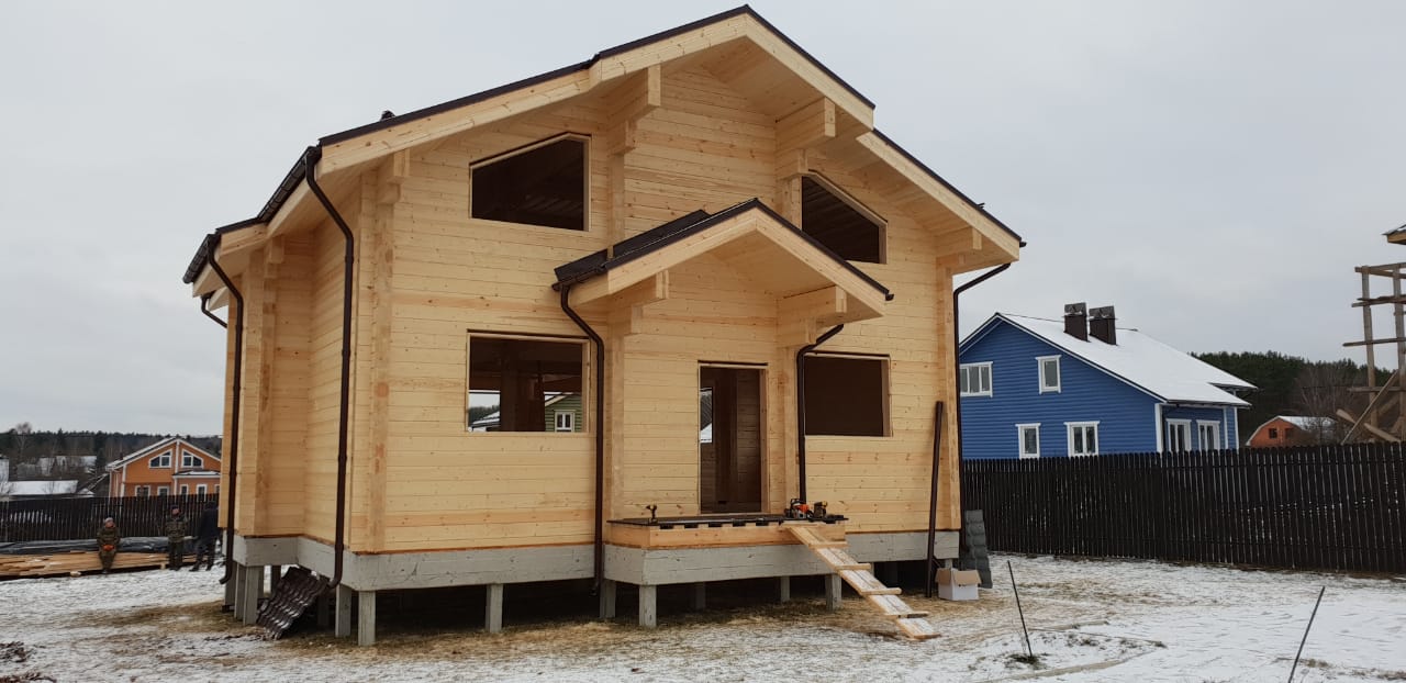 Дом из клееного бруса по нашему проекту "Амур" 186 м.кв
